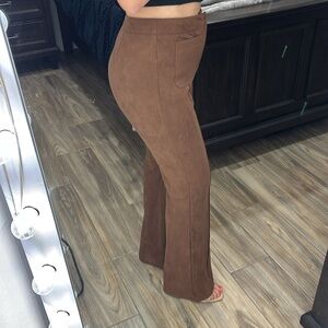 Suede brown flare pants